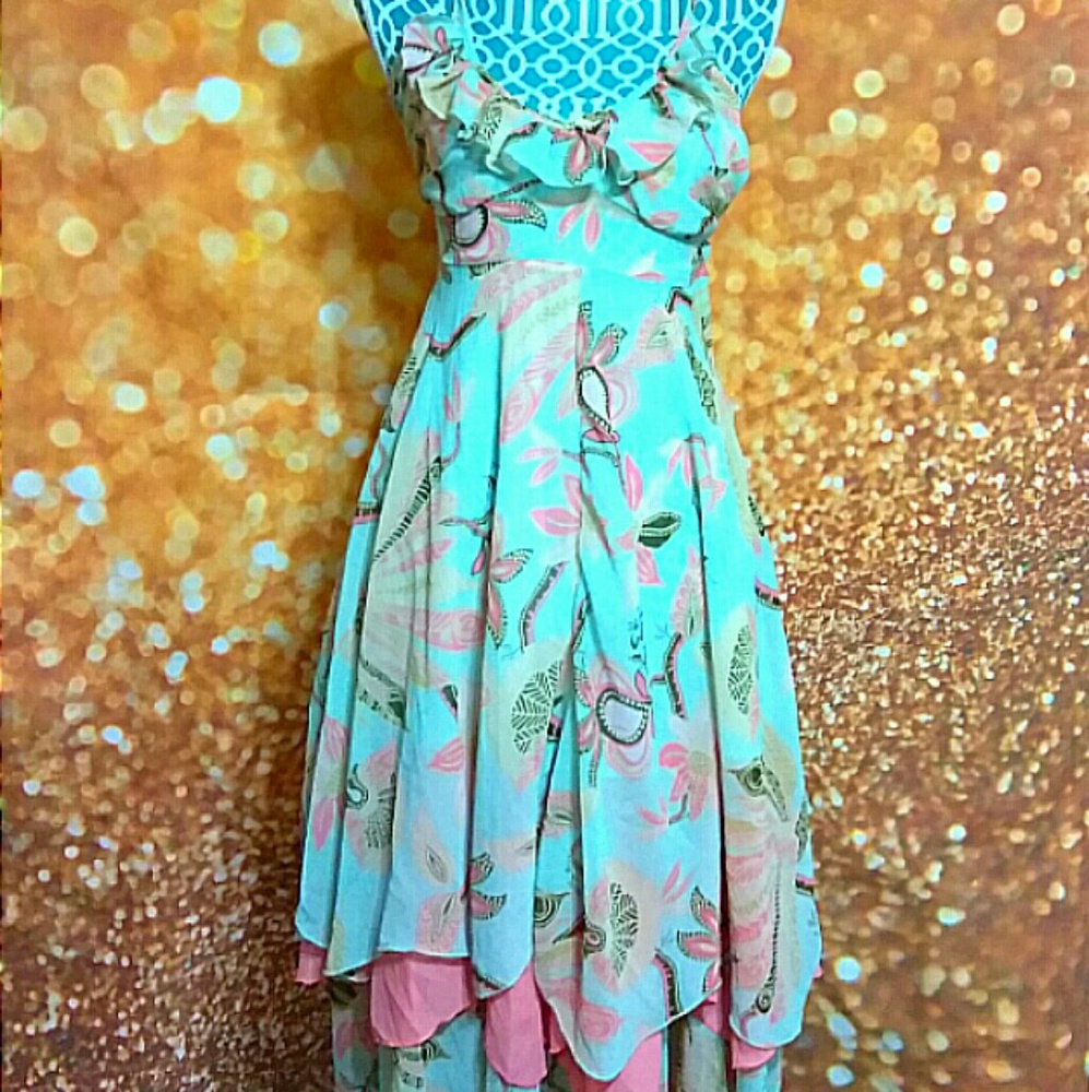 RJ Story Small Spring Floral Peacock Dress